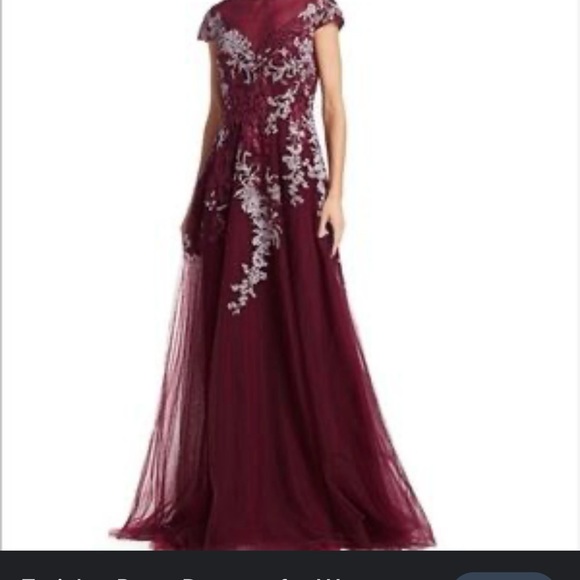 TERI JON BEADED APPLIQUÉ GOWN: NEW WITH TAG - Picture 4 of 10